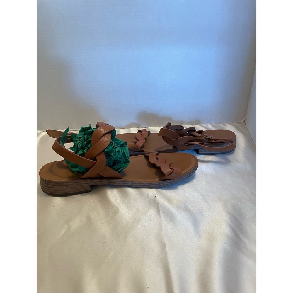 Lane Bryant Women’s Wrap Sandal With Backstrap light brown in color. Size 8 -1/3